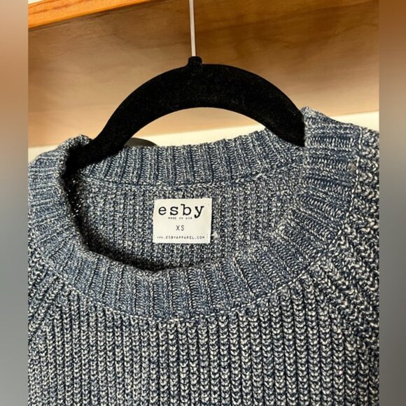 Esby pullover sweater in marled blue speckled blue cotton xs fits up to medium - Picture 2 of 4